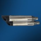 Ribbed Slant terminal de escape – Negro 100 mm