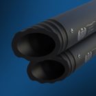 Ribbed Slant terminal de escape – Negro 84 mm